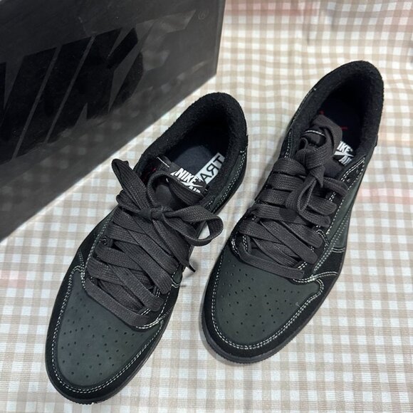 Nike Ps Jordan 1 X Travis Scott Rétro Bas Og Sp Noir Fantôme - Picture 2 of 6